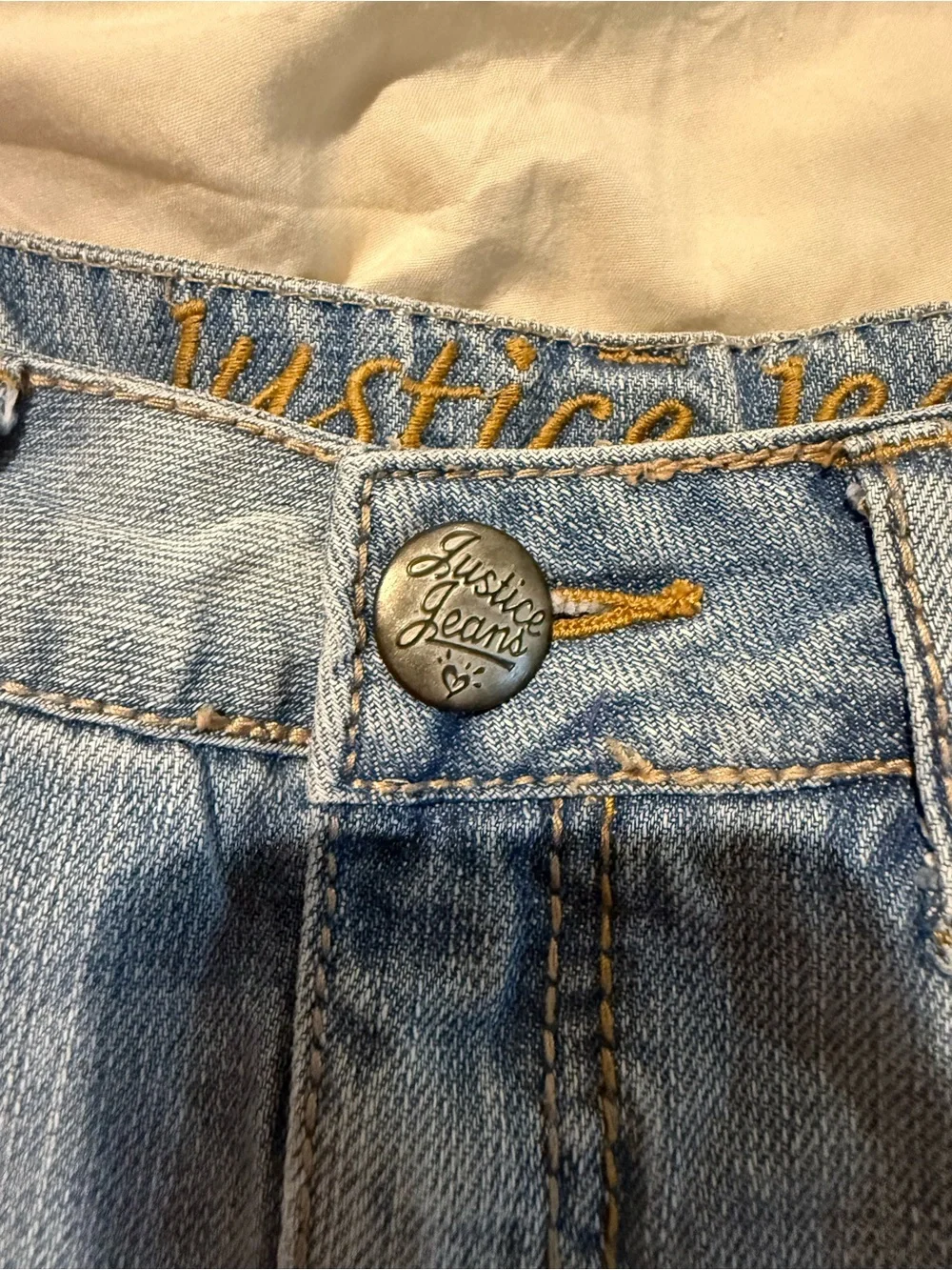 Justice Girls Denim Skort Size 10R Light Wash Skirt with Built-In Shorts